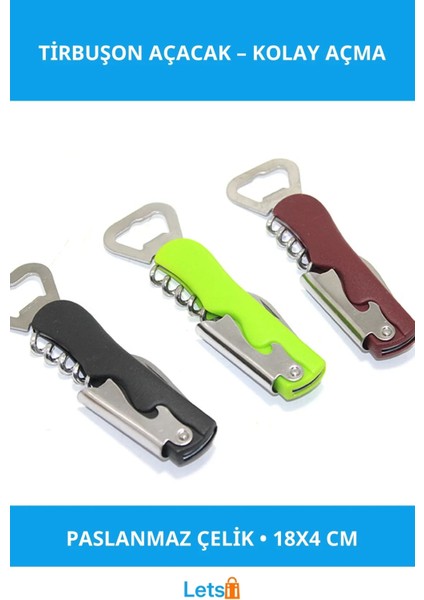 Paslanmaz Çelik Ergonomik Tirbuşon Açacak 18X4 cm