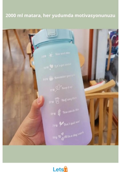 2 Litre Günlük Motivasyon Su Matarası Ilham Verici Tasarım fiyatları