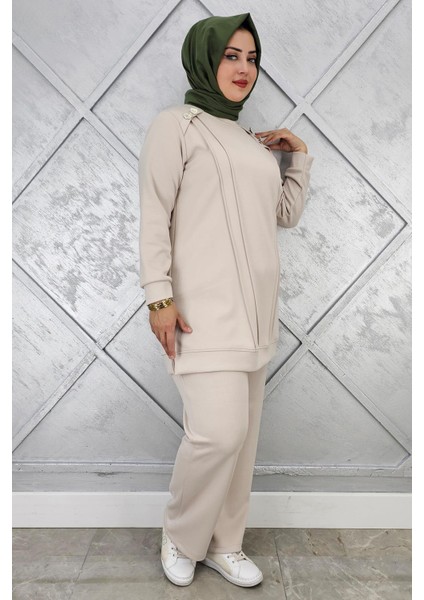 Kadın Düğme Detaylı Nervür Dikim Tesettür Takım fiyatları