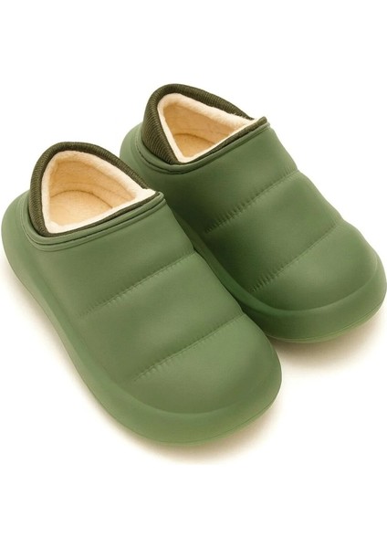 Peluş Içi Yünlü Kışlık Panduf Haki Çocuk Ev Terliği modelleri