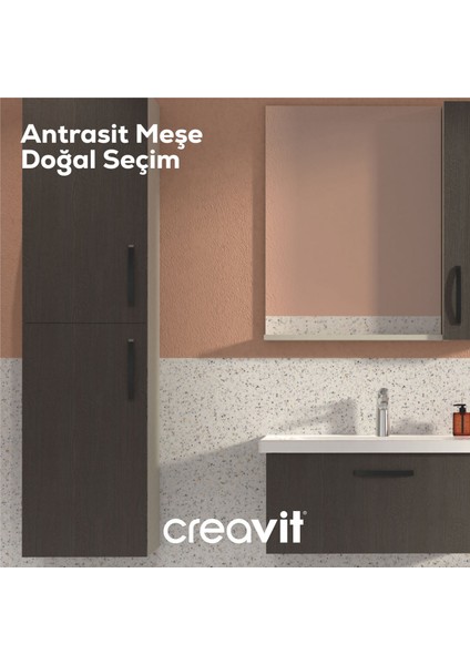D10 Next Lavabo Dolabı Iki Çekmeceli 100 cm Dafne Gövde Antrasit Meşe fiyatları