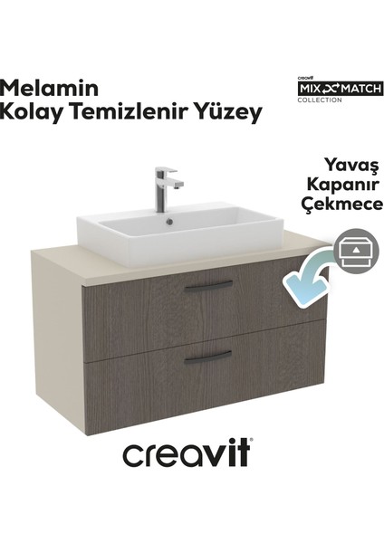 D10 Next Lavabo Dolabı Iki Çekmeceli 100 cm Dafne Gövde Antrasit Meşe fırsatları