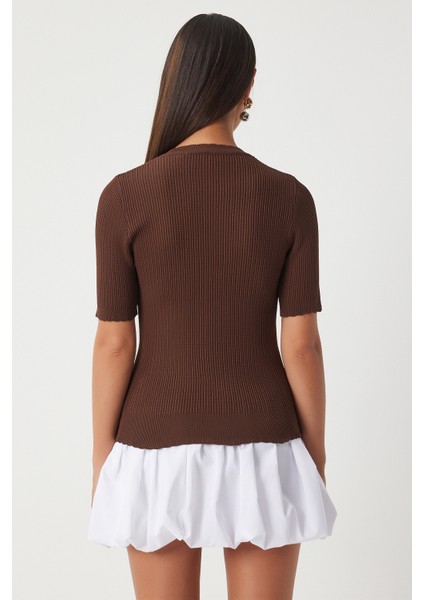 Ajurlu Mevsimlik Triko Hırka LOW0011 Kahverengi fırsatları