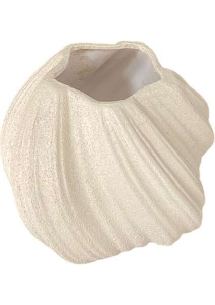 Ahşap & Krem Renk Modern Dalgalı Dekoratif Vazo | Seramik Görünümlü El Yapımı Ev Aksesuarı