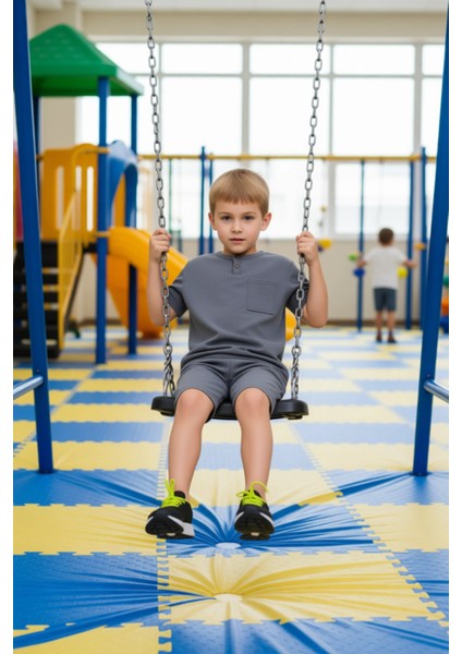 Erkek Çocuk Pamuklu Örme Bisiklet Yaka Kısa Kollu T Shirt ve Şort Takımı Kaliteli Şık Rahat modelleri