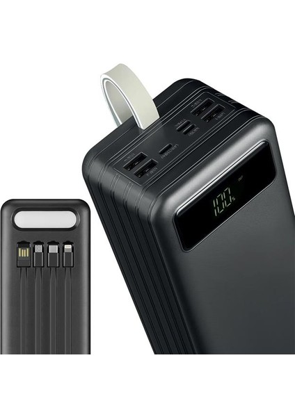 Powerway TX60 Siyah 60000 Mah Çoklu Çıkış Dijital Göstergeli Ekstra Kablolu Powerbank