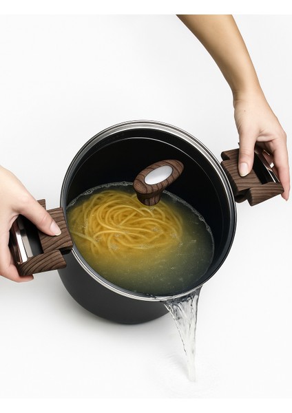 Siyah Titanium Kaplama 22 cm Makarna Tenceresi