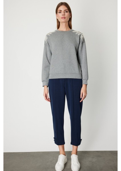 Kadın Omuzları Incili Sweat 66338 Gri modelleri