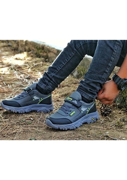 Çocuk Unisex Spor Microlight Taban Su Itici Kumaş Cırtlı Trekking Ayakkabı
