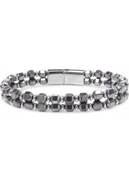 Çelik Halatlı Elmas Kesim Hematit Ayarlanabilir Bileklik 9592B20D2