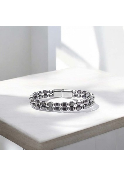 Çelik Halatlı Elmas Kesim Hematit Ayarlanabilir Bileklik 9592B20D2 modelleri