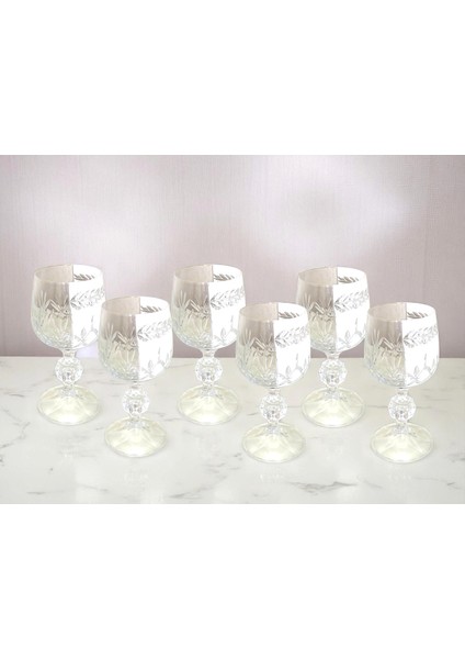 El Yapımı Kristal Ayaklı Dekoratif Sunumluk Kahve Yanı Likör Su Bardağı Takım 6'lı