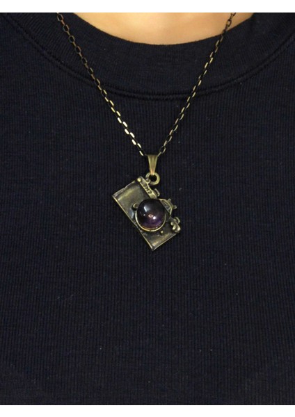 Doğal Taş Ametist Doğal Taşlı Fotograf Makinesi Modelli Antik Kadın Kolye EUK42AMT fiyatları