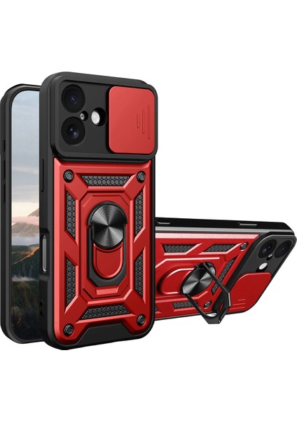 Xmpdby Newface Apple Iphone 17 Pars Lens Yüzüklü Silikon - Kırmızı