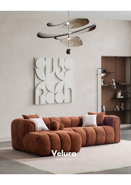 Puffy Premium Uzanmalı Köşe Koltuk Takımı & Oturma Grubu - Kiremit