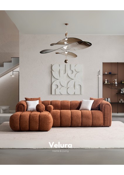 Puffy Premium Uzanmalı Köşe Koltuk Takımı & Oturma Grubu - Kiremit fiyatları