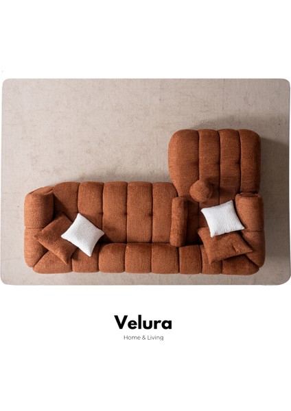 Puffy Premium Uzanmalı Köşe Koltuk Takımı & Oturma Grubu - Kiremit indirimleri