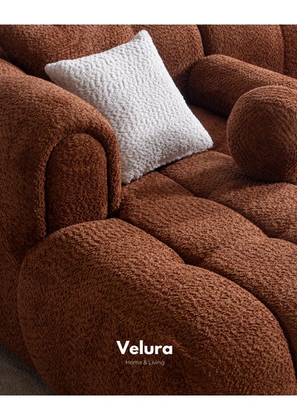 Puffy Premium Uzanmalı Köşe Koltuk Takımı & Oturma Grubu - Kiremit