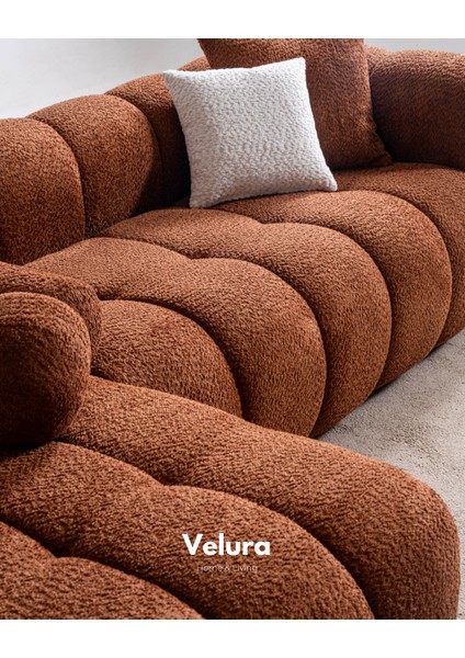 Puffy Premium Uzanmalı Köşe Koltuk Takımı & Oturma Grubu - Kiremit