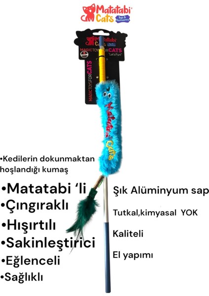 Worm Alüminyum Saplı Kedi Oltası(Matatabi,çıngırak ve Özel Hışırtı Içerir.özel Kumaş)