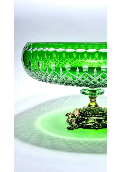 Kristal Kesme Gold Ayak Yeşil Kase modelleri