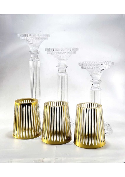 El Yapımı Kristal Dekoratif Mumluk Set 3'lü modelleri
