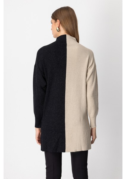 Kadın Simli Kumaş Püsküllü Kazak 65377 Bej fırsatları