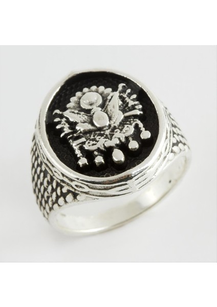 Lzrdwzrd Osmanlı Metal Erkek Yüzük-Gümüş Rengi