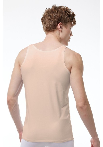 Görünmez Atlet Erkek 2 Adet Beyaz Ten Rengi Ince Askılı Iz Yapmayan Modal Atlet 013 2M013