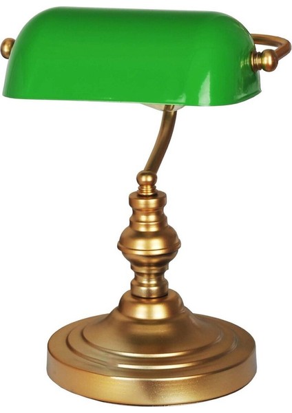 Banker Masa Lambası Yeşil Cam Eskitme Gövde E27 Duy Retro Dekoratif Masa Lambası (Ampul Hediyeli) modelleri