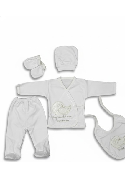 Sarı Kuğulu 5'li Yenidoğan Hastane Çıkışı Seti Erkek Kız Bebek modelleri