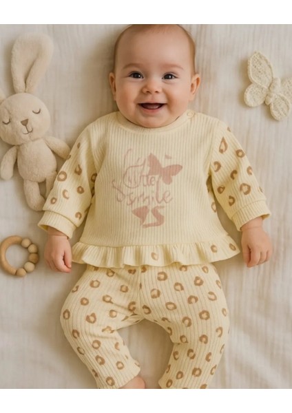 Kız Bebek Mevsimlik Fitilli Alt Üst Takım Şık Tasarım Özel Gün Günlük Alt Üst Takım