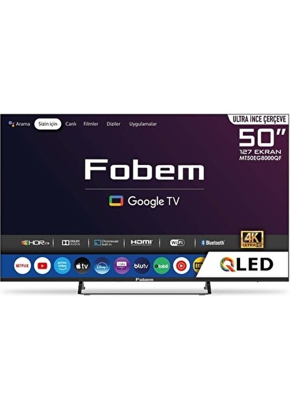 MT50EG8000QF 50’’ 126 Ekran Uydu Alıcılı 4K Ultra HD QLED Google TV