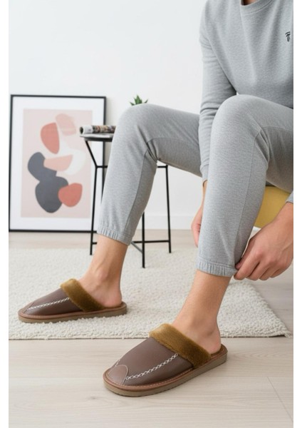 Bets Pofuduk Suni Deri Içi Kürklü Erkek Ev Terliği Ses Yapmaz Taban Misafir Terliği fiyatları