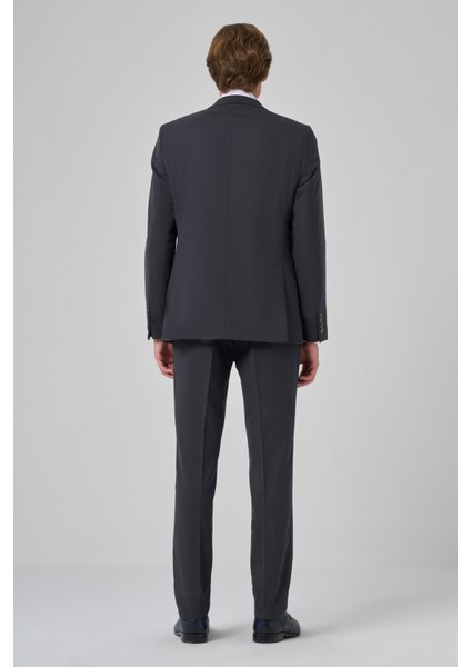Erkek Füme Yünlü Slim Fit Mono Yaka Takım Elbise indirimleri