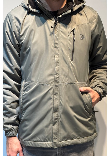 Erkek Kapüşonlu Cep Detaylı Içi Polar Kışlık Mont 2571 Haki