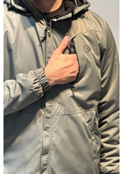 Erkek Kapüşonlu Cep Detaylı Içi Polar Kışlık Mont 2571 Haki