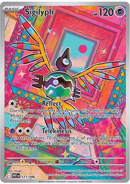 Sigilyph Illustration Rare White Flare 121/86