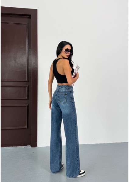 N74 Wide Leg Mavi Kadın Jean