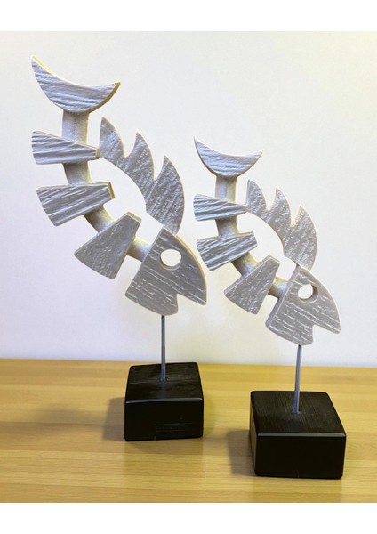 Ikili Balık Kılçığı Beyaz Dekor