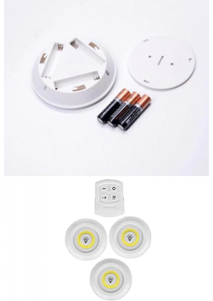 3lü Uzaktan Kumandalı Yapışkanlı Kablosuz LED Spot Lambalar (K95) indirimleri