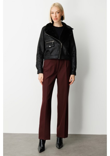 Kadın Peluşlu Güderi Mont 8011 Siyah modelleri