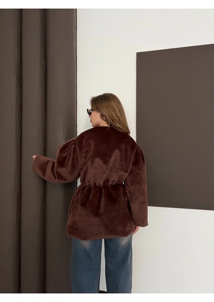 Kadın Fox Kaşe Balon Kol Kısa Kaban – | Oversize Beli Büzgülü Tasarım modelleri