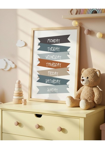 Ingilizce Haftanın Günleri Dijital Baskı Poster V1 (Çerçevesiz)