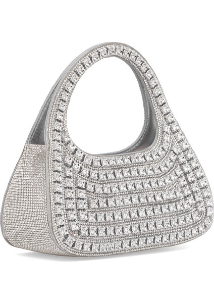 25YG586 Kadın Taşlı Abiye Çanta Gümüş fiyatları