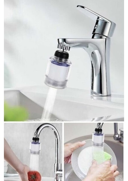 360° Hareketli Filtreli Kireç Pas Arındırıcı Mutfak Lavabo Çeşme Batarya Musluk Başlığı