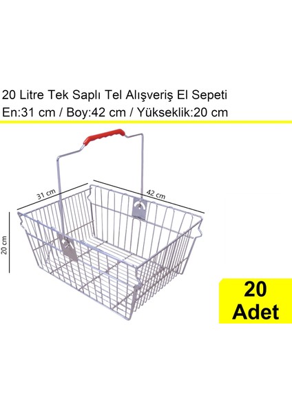 Tel Market Alışveriş El Sepeti 20 Litre 20 Adet