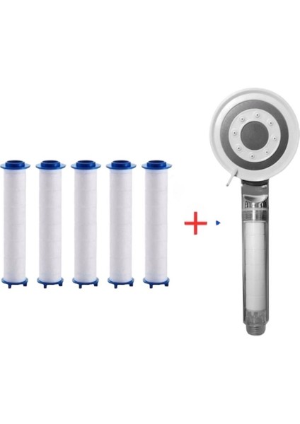 Filtreli Kireç Arındırıcı Duş Banyo Başlığı + 5 Adet Yedek Filtre
