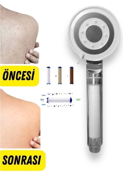 Filtreli Kireç Arındırıcı Duş Banyo Başlığı + 5 Adet Yedek Filtre modelleri