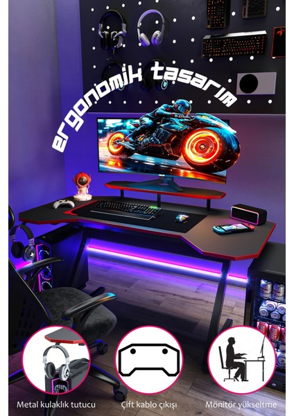 Profesyonel Oyuncu Masası - Rgb Ledli - Bilgisayar Masası - Gamer - Çalışma Masası - 140*75*70 cm modelleri
